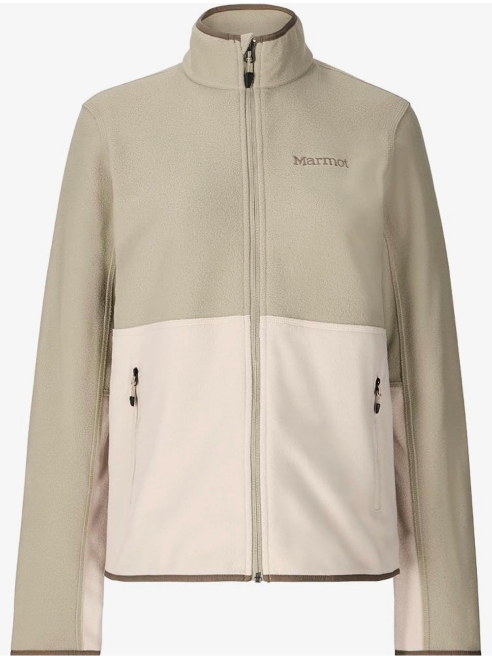 NWT Marmot Rocklin Funnel Neck Fleece Jacket XS Shale Grey Birch Bark Full Zip